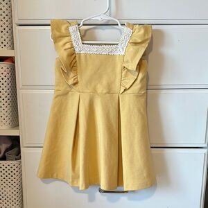 Janie and Jack Charming Yellow Dress with Lace Trim 2T